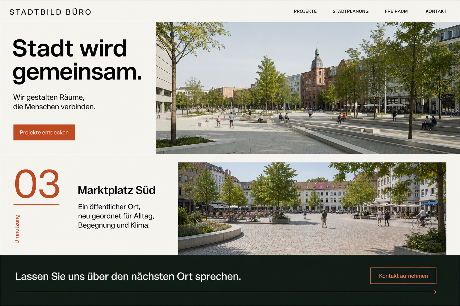 Beispiel eines Architektur-One-Pagers für Stadtbild Büro