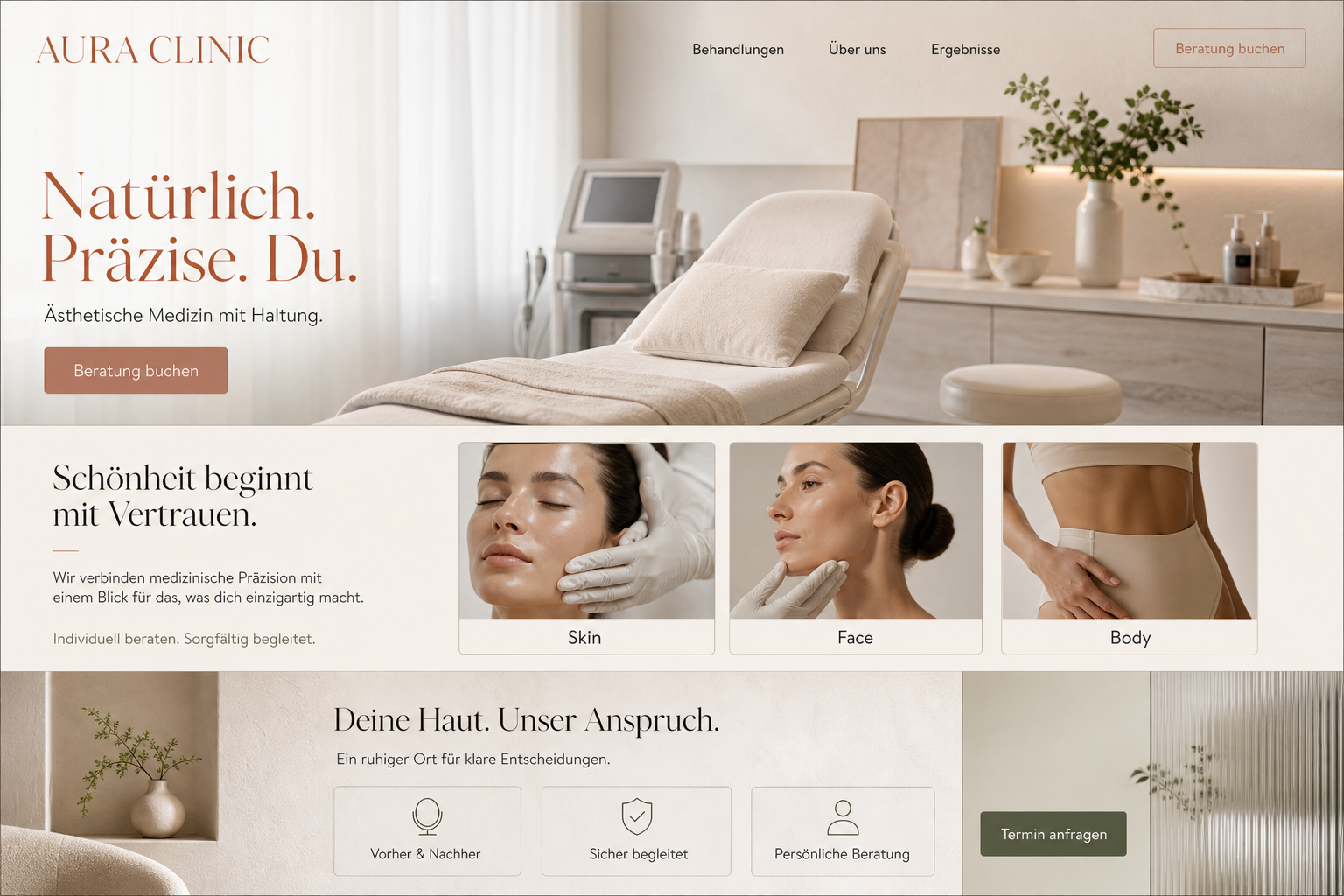 Premium-Landingpage für AURA Clinic