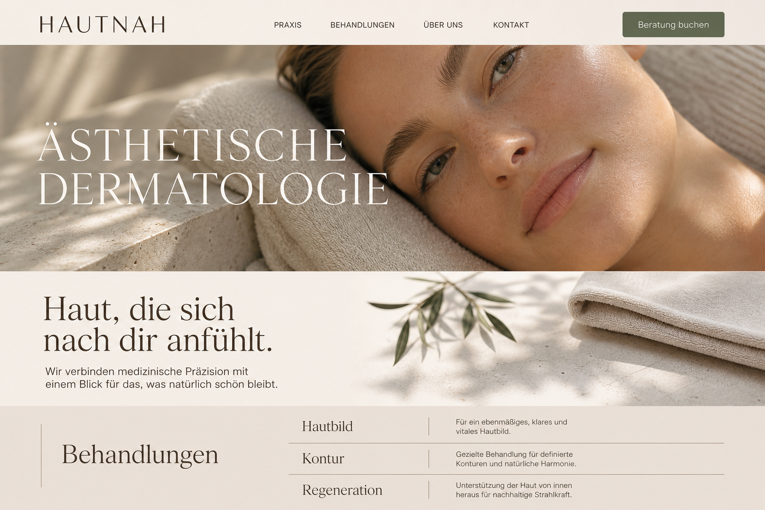 Beispiel eines Beauty-One-Pagers für Hautnah