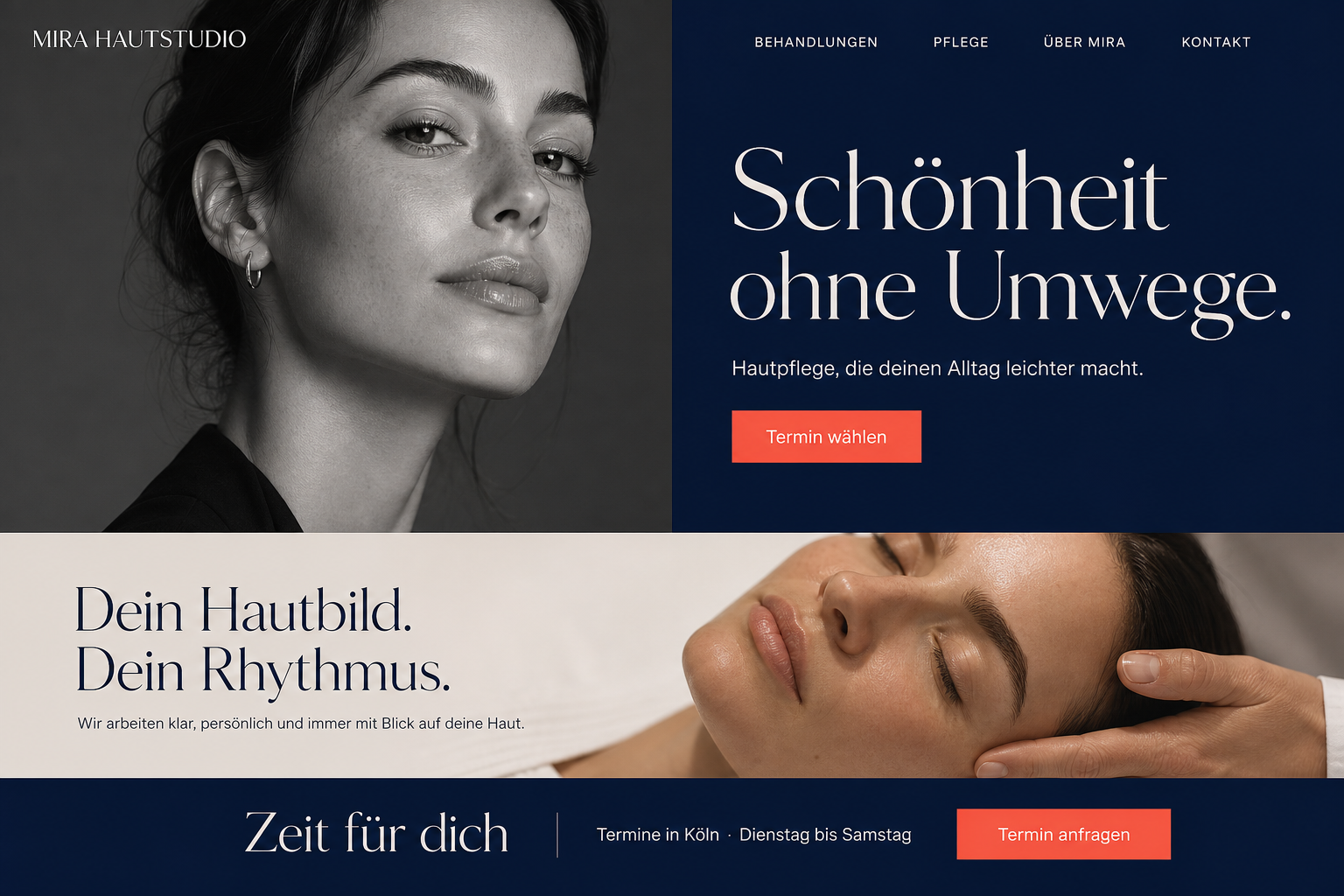 Beispiel eines Beauty-One-Pagers für Mira Hautstudio