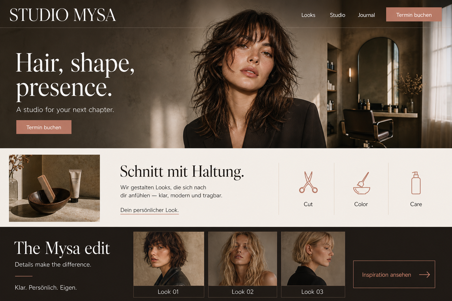 Premium-One-Pager für Studio Mysa