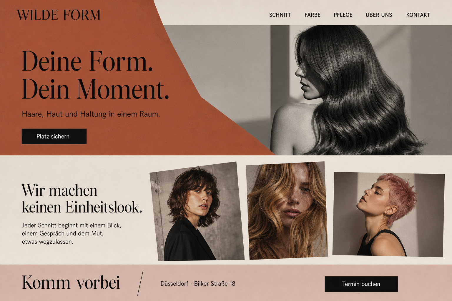 Beispiel einer Beauty-Landingpage für Wilde Form