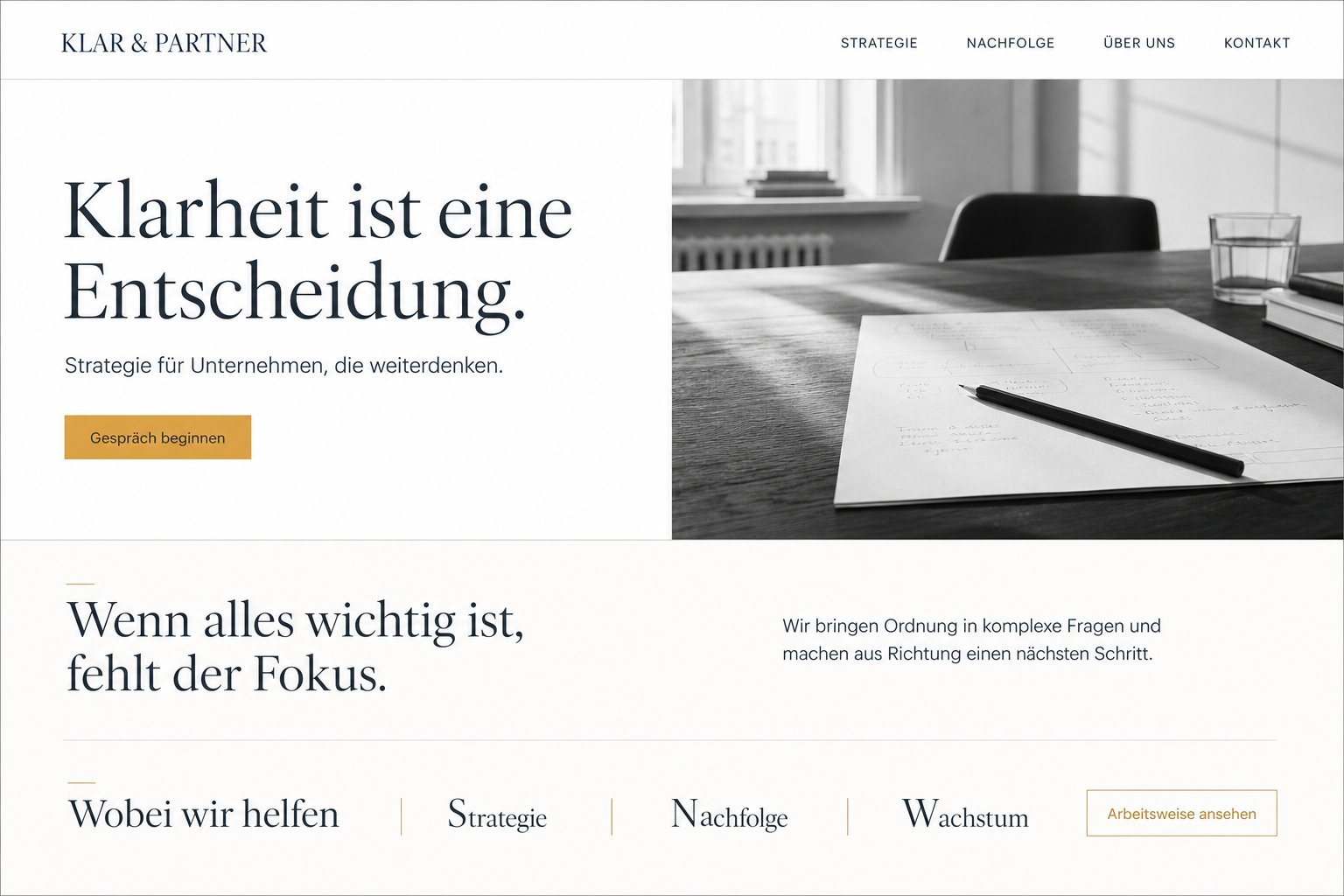 Beispiel eines Expertise-One-Pagers für Klar und Partner