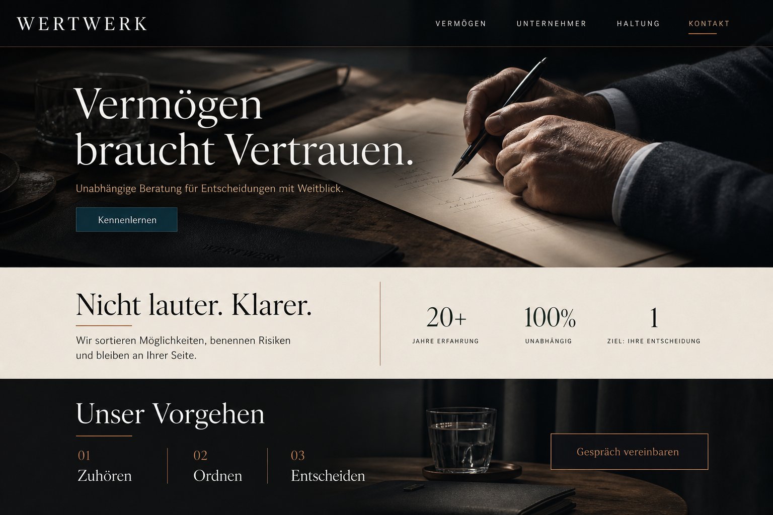 Beispiel einer Expertise-Landingpage für Wertwerk