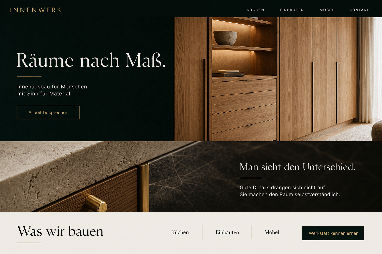 Beispiel einer Handwerk-Landingpage für Innenwerk