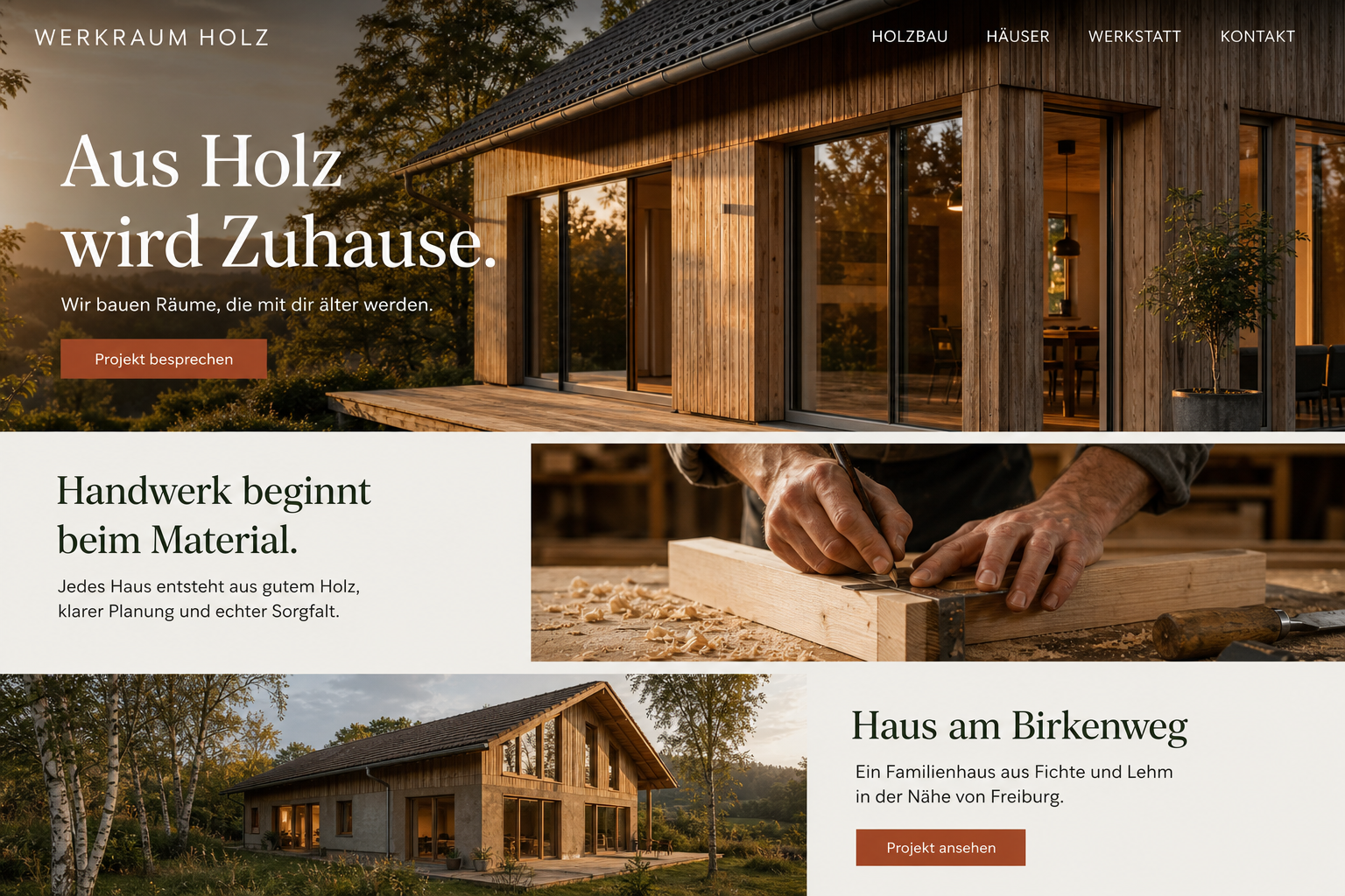 Beispiel eines Handwerk-One-Pagers für Werkraum Holz