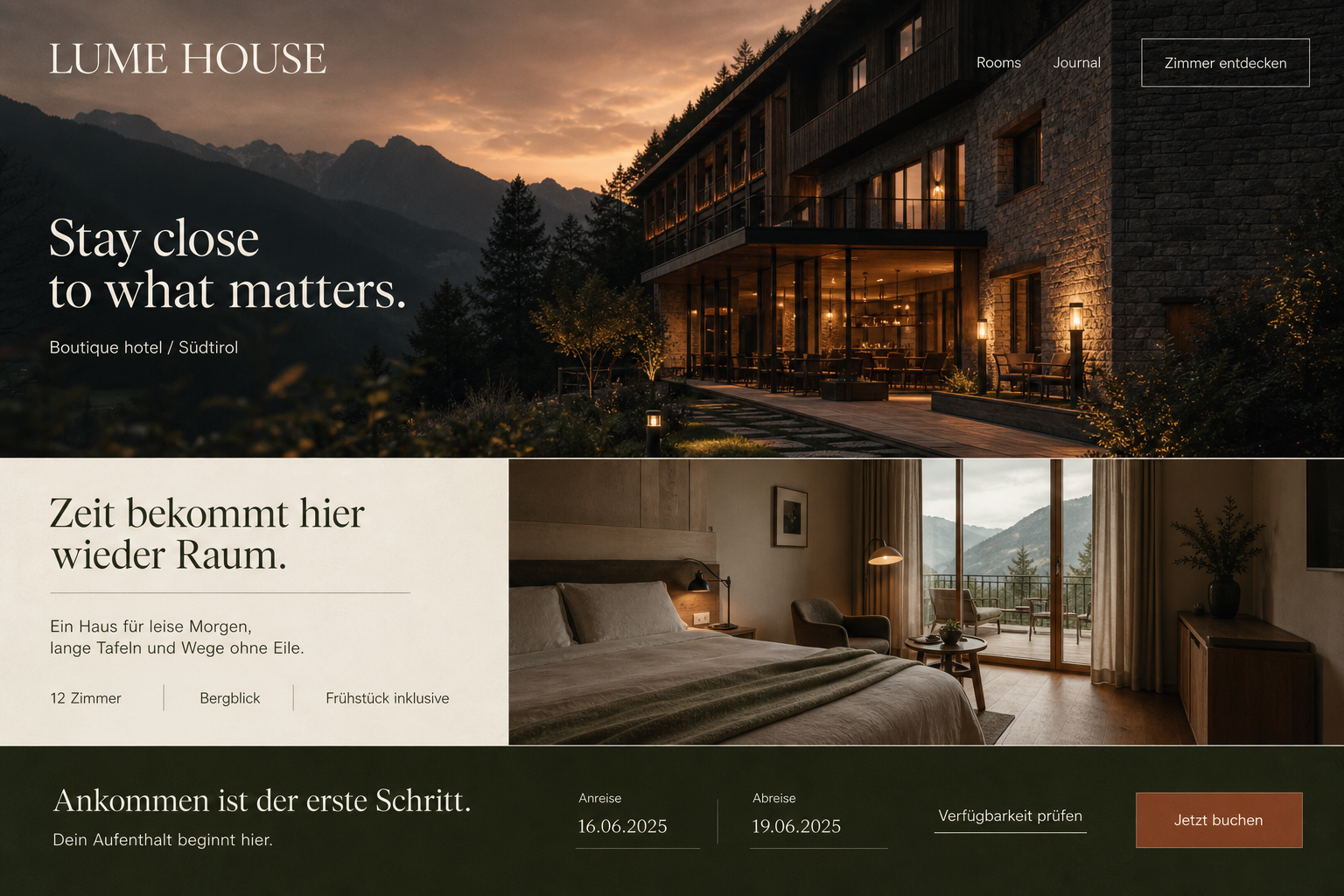 Beispiel eines Hospitality-One-Pagers für Lume House