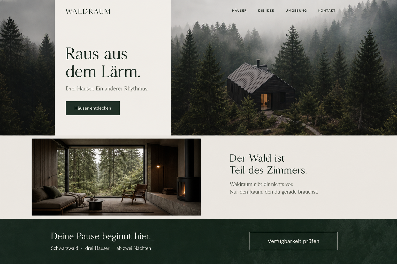 Beispiel eines Hospitality-One-Pagers für Waldraum