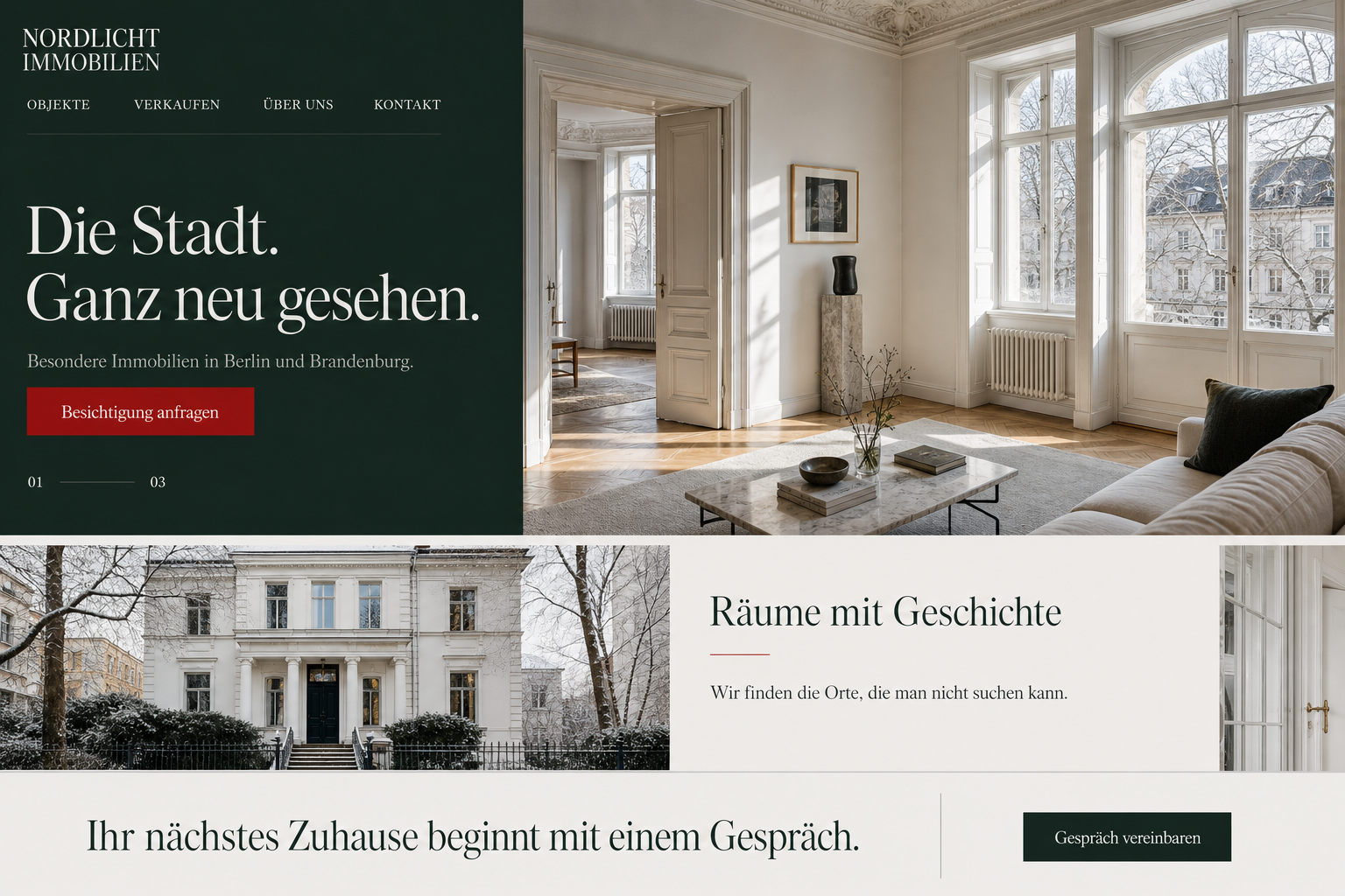 Beispiel einer Immobilien-Landingpage für Nordlicht Immobilien