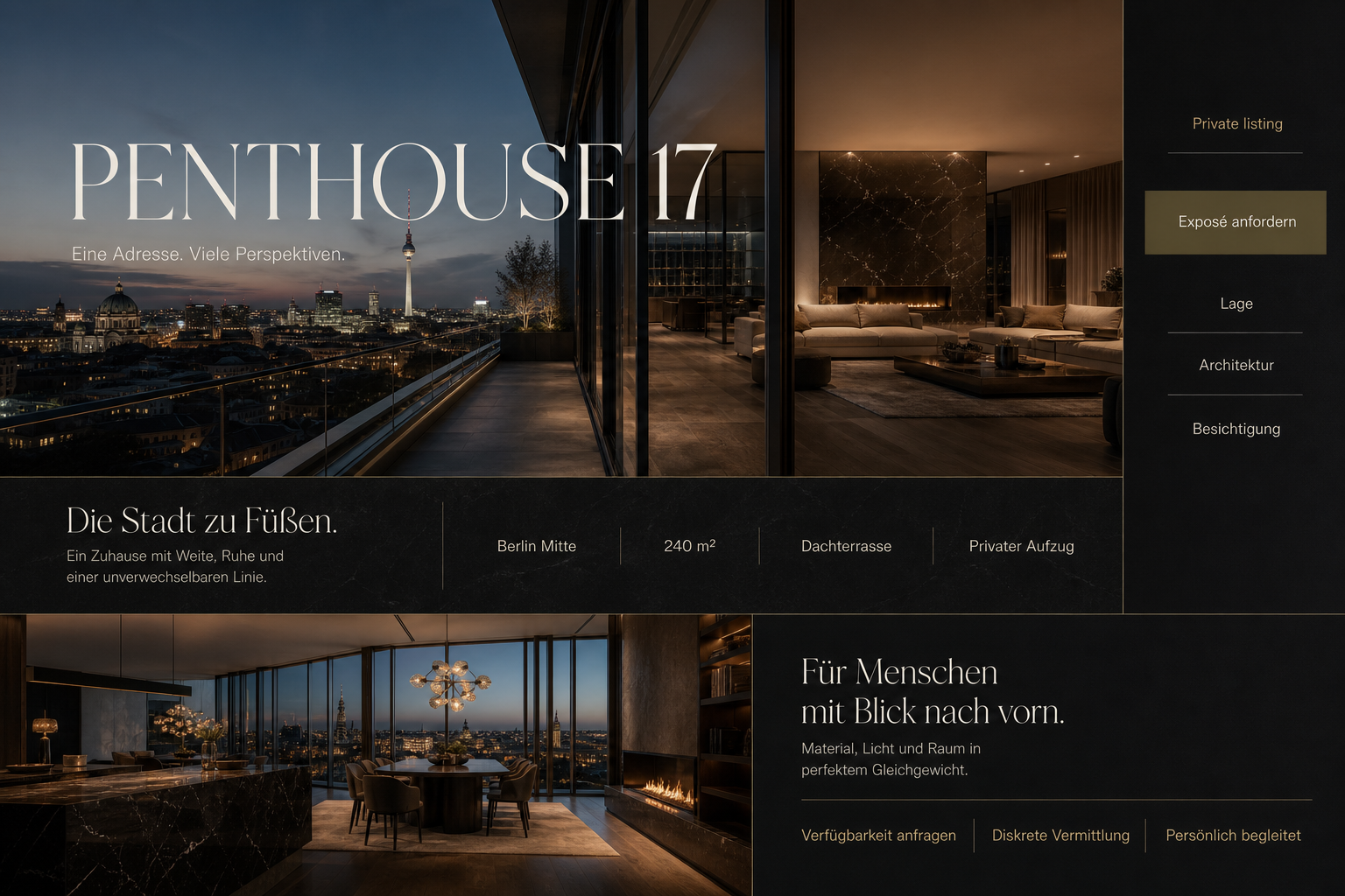 Beispiel einer Immobilien-Landingpage für Penthouse 17