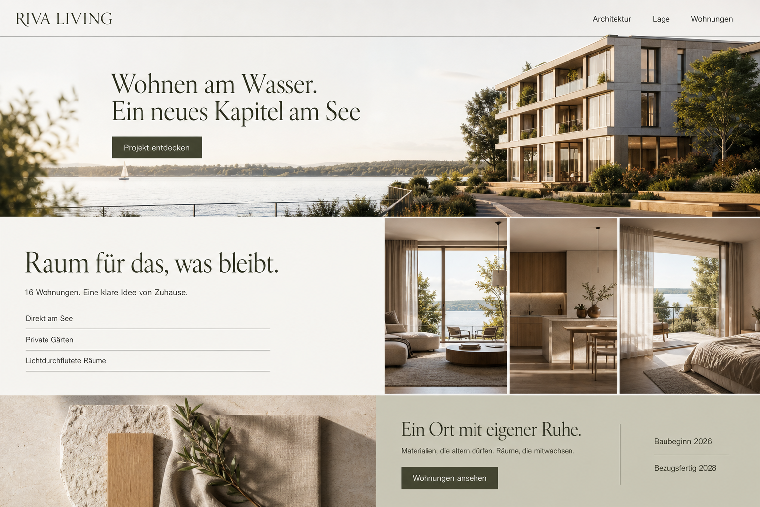 Beispiel einer Immobilien-Landingpage für Riva Living
